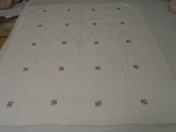 Beautiful old silk damask tablecloth needlework