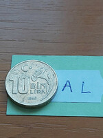 Turkey 10 bin (10,000) Lira 1996 copper-zinc-nickel, carnation #al