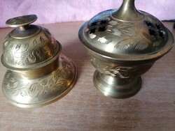 Indiai vintage sárgaréz imaharang, sárgaréz faszenes füstölő