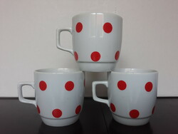 3 Zsolnay porcelain mugs with red dots