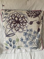 Natural cotton decorative pillow cover with blue and purple flowers 50*50 cm