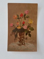 Régi virágos képeslap levelezőlap rózsák