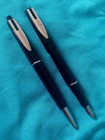 Waterman ballpoint and fountain pen, in leather case