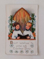 Régi húsvéti képeslap levelezőlap éneklő gyerekek
