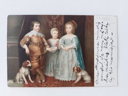 Régi művészeti képeslap Stengel & Co. levelezőlap Die Kinder Karl's I Van Dyck