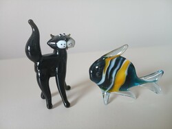 Fekete macska és hal(muranoi) külön eladó