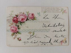 Old postcard postcard with rose pattern