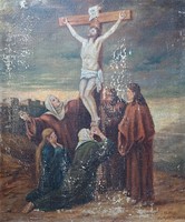 Crucifixion - sacred image, oil painting by Gergely Kutyik