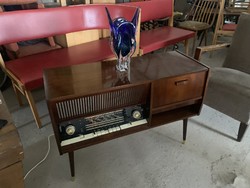 Retró zeneszekrény, rádiós komód, dizájn lerakó mini szobabútor retro vintage loft
