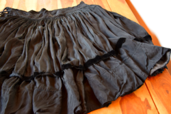 Antique folk, folk costume wear skirt folk dance black silk velvet ribbon