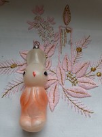Bunny with UFO eyes, glass Christmas tree ornament, 10 cm