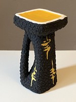 King-marked yellow black retro ceramic candle holder 21 cm