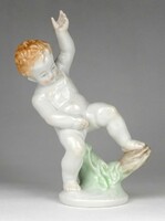 1N577 old Herend porcelain peeing boy figure 18 cm