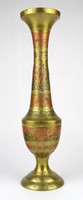 1N599 large color painted marked Indian copper vase 34.5 Cm