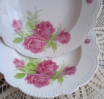 2db Zsolnay rózsás tányér