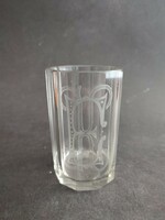 Antique thick village bieder glass cup with monogram - ep