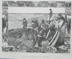 Évszázadok halászata, ofszet, papír, jelzett, számozott E.A 108/250,jelzett papír,29x38,5 cm
