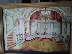 Vogel eric (1907-1996) aristocratic palace painting in wooden frame 50 x 70 cm picture size 42x61 cm