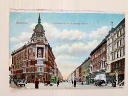 Budapest, Andrássy út, old, antique postcard, 1912
