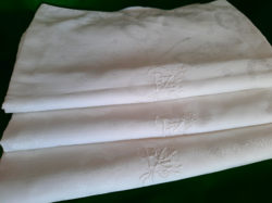 3 snow-white, monogrammed, damask pillowcases, 1m x 077m