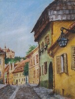 H. Molnár Magda: Segesvári utca, pasztell kerettel