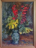 László Bunch (1914 - 1990): red gladioli