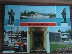 Old postcard, Balatonfüred, mosaic sheet, Kelén cruise ship