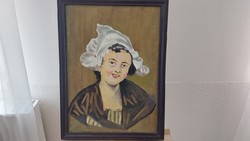 (K) old portrait painting with frame 46x62 cm