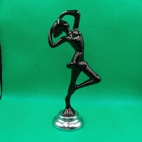 Art deco gilded metal alloy female statue 20 cm