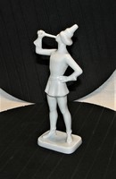 RITKASÁG - Apród, Kürtös fiú - Kőbányai fehér porcelán figura - 21 cm