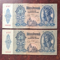 2 darab 20 Pengő bankjegy (12)