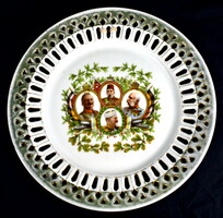 József Ferenc and the others --- with pierced rim i. World War commemorative porcelain plate!