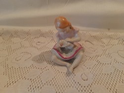 Drasche or quarry or Kispest porcelain girl with doll