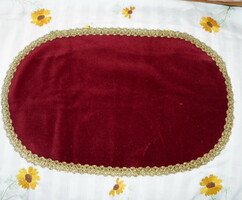 Retro velvet tablecloth 2.: Burgundy, oval
