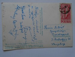 H36.2  Dedikált képeslap 1955 Varsó -Atléták - Kövesdi Ferenc Senkei József  Sólyom Rudolf  Csermák