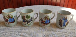 Zsolnay mugs with rare, large-shaped fairy pattern decoration