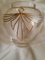 Gold-plated elegant glass vase 16 cm