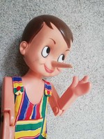 Régi jelzett nagy olasz Pinokkió baba 55 cm