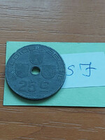 Belgium belgique - belgie 25 centimes 1943 ww ii. Zinc, iii. King Leopold sj