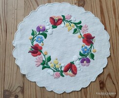 Embroidered cotton tablecloth, needlework 24 cm.