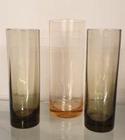 3 old colored drinking glasses, glass glasses 14 cm, 15 cm