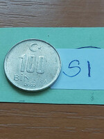 TÖRÖKORSZÁG 100 BIN (100.000) LÍRA 2002 Réz-Cink-Nikkel  SI