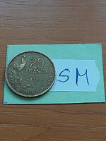 French 20 French francs 1951 / b aluminum-bronze rooster sm