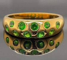 • Krómdiopszid drágaköves,  különleges sterling ezüst gyűrű 14 K aranyozott/925/ - új