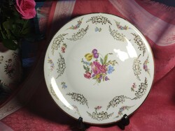 Antik virágmintás porcelán kínáló tál, asztalközép