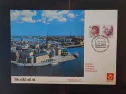 Stockholm Képeslap Norvég bélyeggel.