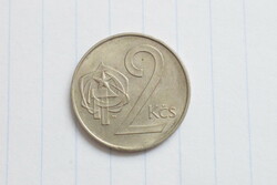Csehszlovákia 2 korona, 1989 , pénz , érme