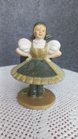 Antique, hand-painted, pre-war, unmarked, Hungarian ceramic figurine, height 12.5 cm, base dia. 6.5 cm