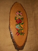 Wooden mural/wall decoration, hand-painted with a Kalocsa pattern