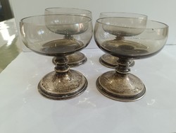 Glass cup with silver base, about half a dl